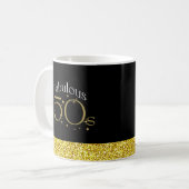 Fabulous 50er Chic Modern Script Black Gold Glitze Tasse (Vorderseite Links)