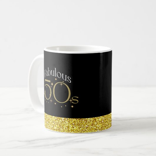 Fabulous 50er Chic Modern Script Black Gold Glitze Tasse (Vorderseite Links)