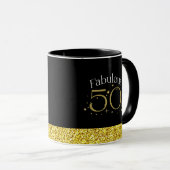 Fabulous 50er Chic Modern Script Black Gold Glitze Tasse (VorderseiteRechts)