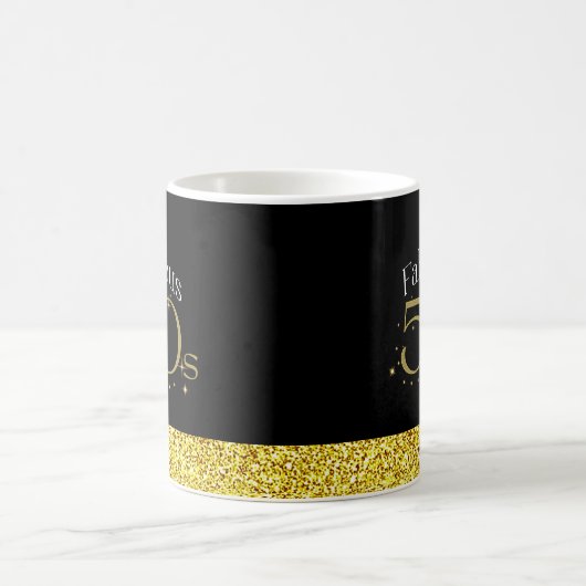 Fabulous 50er Chic Modern Script Black Gold Glitze Tasse (Mittel)