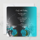 Fabulous 60 60. Geburtstag Aquamarine Rose Martini Einladung (Rückseite)