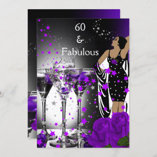 Fabulous 60 60. Geburtstag Lila Rose Martini Einladung