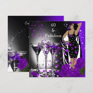 Fabulous 60 60. Geburtstag Lila Rose Martini Einladung