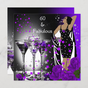 Fabulous 60 60. Geburtstag Lila Rose Martini Einladung