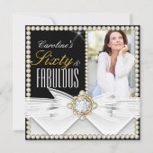 Fabulous 60 Foto Elegant Diamond Gem Geburtstag Einladung (Vorderseite)