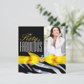 Fabulous 60 Foto Yellow Zebra Black Geburtstag Einladung (Stehend Vorderseite)