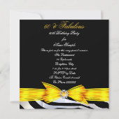 Fabulous 60 Foto Yellow Zebra Black Geburtstag Einladung (Rückseite)