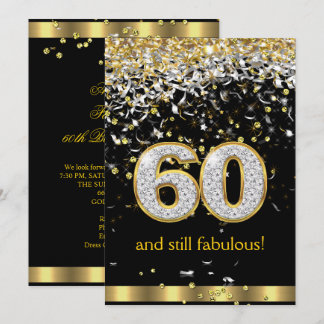Fabulous 60 Gold Silver Streamers 60. Geburtstag B Einladung