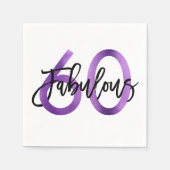 Fabulous 60. | Lila Modernes Elegantes Geburtstag Serviette (Vorderseite)