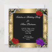 Fabulous 60 Lila Rote Rose Gold Black Silver Einladung (Rückseite)