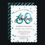 Fabulous 60. | Moderne Aquamarine Grüne Geburtstag Einladung<br><div class="desc">Feiern Sie Ihre fabelhafte 60. Geburtstagsparty mit diesen modernen,  eleganten,  schicken Party Einladungen mit Pinselhandschrift und aquamarinem grün/schwarz Design. Die Hintergrundfarbe kann unter "Weitere Anpassung" geändert werden. Teil der "Fabulous 60." Kollektion.</div>