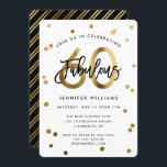 Fabulous 60. | Moderne Elegant Gold Geburtstagspar Einladung<br><div class="desc">Feiern Sie Ihre 60. Geburtstagsparty mit diesen modernen,  eleganten Party Einladungen mit Pinselhandschrift und Imitaten mit goldfarbenem/schwarzem Design. Die Hintergrundfarbe kann unter "Weitere Anpassung" geändert werden. Teil der "Fabulous 60." Kollektion.</div>