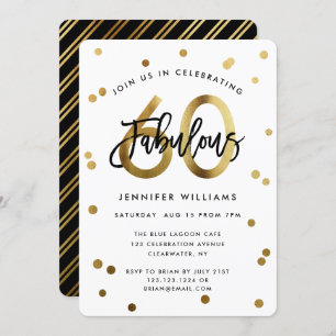 Fabulous 60. Moderne Elegant Gold Geburtstagspar Einladung