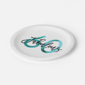 Fabulous 60. | Moderne Elegante Aquamarine Grüne G Pappteller (Schrägansicht)