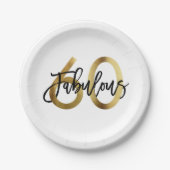 Fabulous 60. | Moderne Elegante Chic Gold Geburtst Pappteller (Vorderseite)