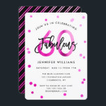 Fabulous 60. | Moderne elegante Rosa Geburtstagspa Einladung<br><div class="desc">Feiern Sie Ihre fabelhafte 60. Geburtstagsfeier mit diesen modernen,  eleganten,  schicken Party Einladungen mit Pinselhandschrift und rosa/schwarz Design. Die Hintergrundfarbe kann unter "Weitere Anpassung" geändert werden. Teil der "Fabulous 60." Kollektion.</div>
