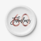 Fabulous 60. | Moderne Elegante Rose Gold Geburtst Pappteller (Vorderseite)