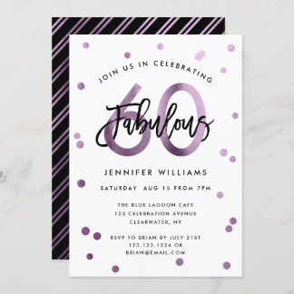 Fabulous 60. | Moderne Lilac Lila Birthday Party Einladung
