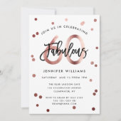 Fabulous 60. | Moderne Rose Gold Brushed Birthday Einladung (Vorderseite)