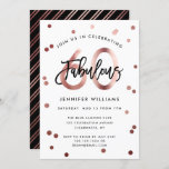 Fabulous 60. | Moderne Rose Gold Brushed Birthday Einladung<br><div class="desc">Feiern Sie Ihre fabelhafte 60. Geburtstagsparty mit diesen modernen,  eleganten Party Einladungen mit Pinselhandschrift und Imitat Rose Gold / Schwarz Design. Die Hintergrundfarbe kann unter "Weitere Anpassung" geändert werden. Teil der "Fabulous 60." Kollektion.</div>