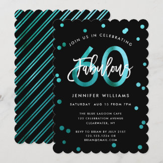 Fabulous 60. | Moderner Aquamariner Grüner Geburts Einladung