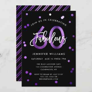 Fabulous 60. | Moderner Eleganter Lila Geburtstag Einladung