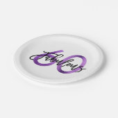 Fabulous 60. | Moderner Eleganter Lila Geburtstag Pappteller (Schrägansicht)