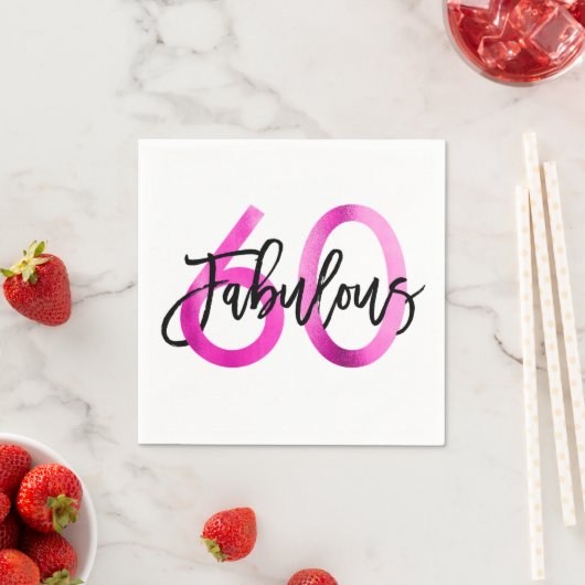 Fabulous 60. | Rosa Moderne Elegante Chic Geburtst Serviette (Beispiel)