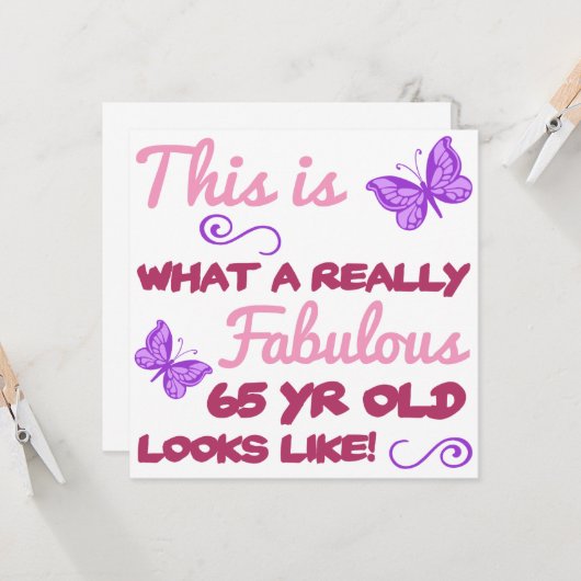 Fabulous 65. Geburtstag Karte (Vorderseite/Rückseite Beispiel)