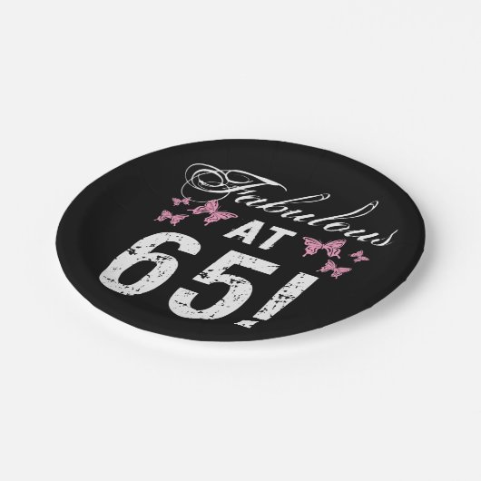 Fabulous 65. Geburtstag Pappteller (Schrägansicht)