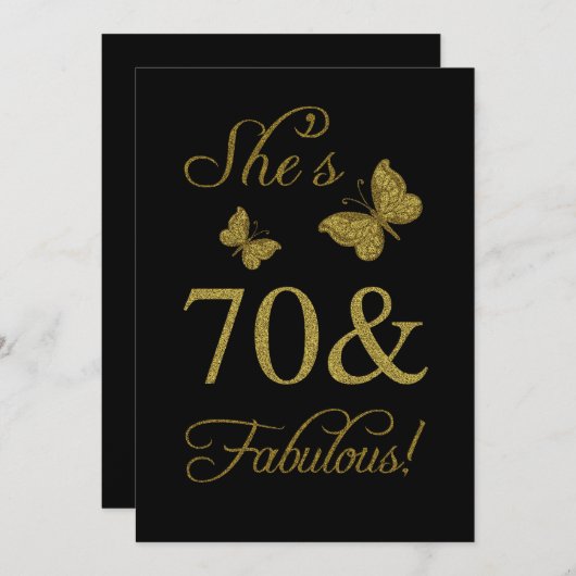 Fabulous 70. Geburtstagsparty Einladung (Vorne/Hinten)