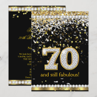 Fabulous 70 Gold Silver Streamers 70. Party Einladung