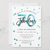 Fabulous 70. | Moderne Aquamarine Geburtstagsparty Einladung (Vorderseite)