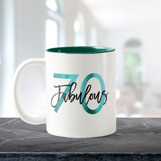 Fabulous 70. | Moderne Elegante Aquamarine Grüne G Zweifarbige Tasse