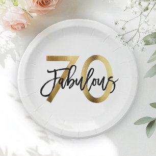 Fabulous 70.   Moderne Elegante Chic Gold Geburtst Pappteller