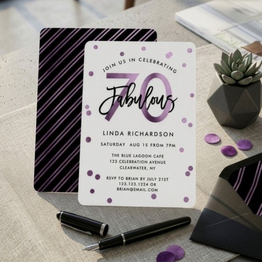 Fabulous 70. | Moderne Lilac Lila Birthday Party Einladung