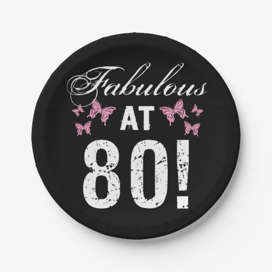 Fabulous 80. Geburtstag Pappteller (Vorderseite)