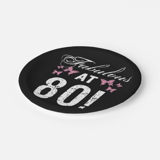 Fabulous 80. Geburtstag Pappteller (Schrägansicht)