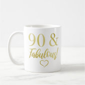 Fabulous 90. Geburtstag (Gold) Kaffeetasse (Links)