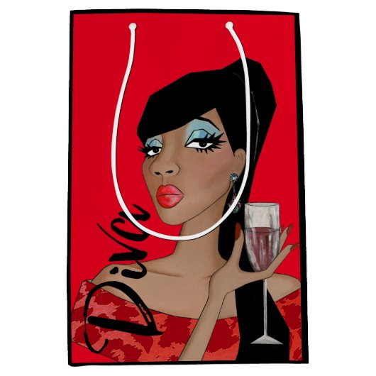 Fabulous "African American Diva" Geschenktasche Mittlere Geschenktüte (Vorderseite)