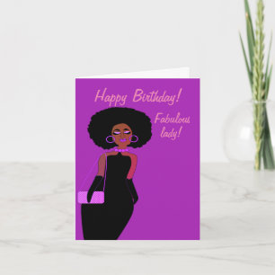 Fabulous African American Lady Birthday Card Karte