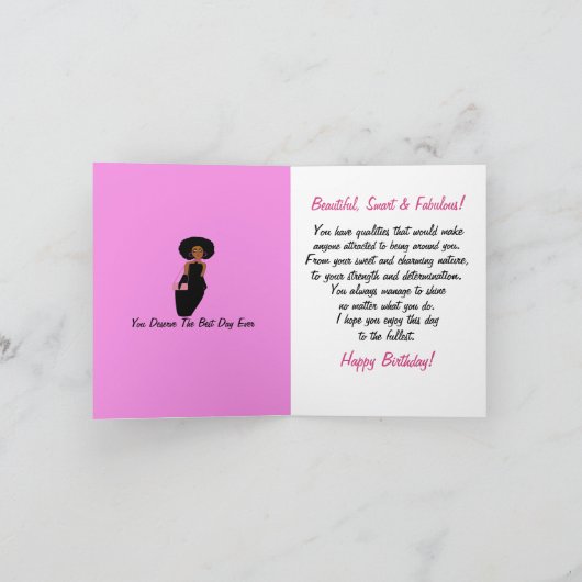 Fabulous African American Lady Birthday Karte (Innenseite)