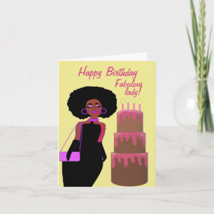Fabulous African American Lady Pink Geburtstag Karte