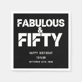 Fabulous and Fifty Birthday Bold Script Custom Serviette