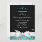 Fabulous Aquamarin Black Gray Zebra 50. Geburtstag Einladung (Rückseite)