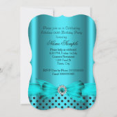 Fabulous Aquamarin Blue Black Polka Dots Geburtsta Einladung (Rückseite)