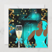 Fabulous Aquamarin Blue Glitzer Diva Birthday Einladung (Vorderseite)