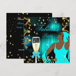 Fabulous Aquamarin Blue Glitzer Diva Birthday Einladung