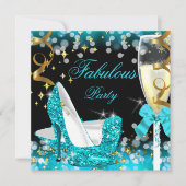 Fabulous Aquamarin Blue Glitzer High Heel Geburtst Einladung (Vorderseite)