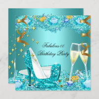 Fabulous Aquamarin Blue Glitzer High Heels Champag